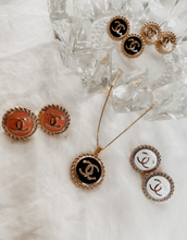 Load image into Gallery viewer, Repurposed Vintage Authentic Designer Button made into a necklace