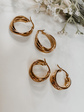 Load image into Gallery viewer, Triple Gold Hoop Earrings