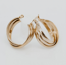 Load image into Gallery viewer, Triple Gold Hoop Earrings