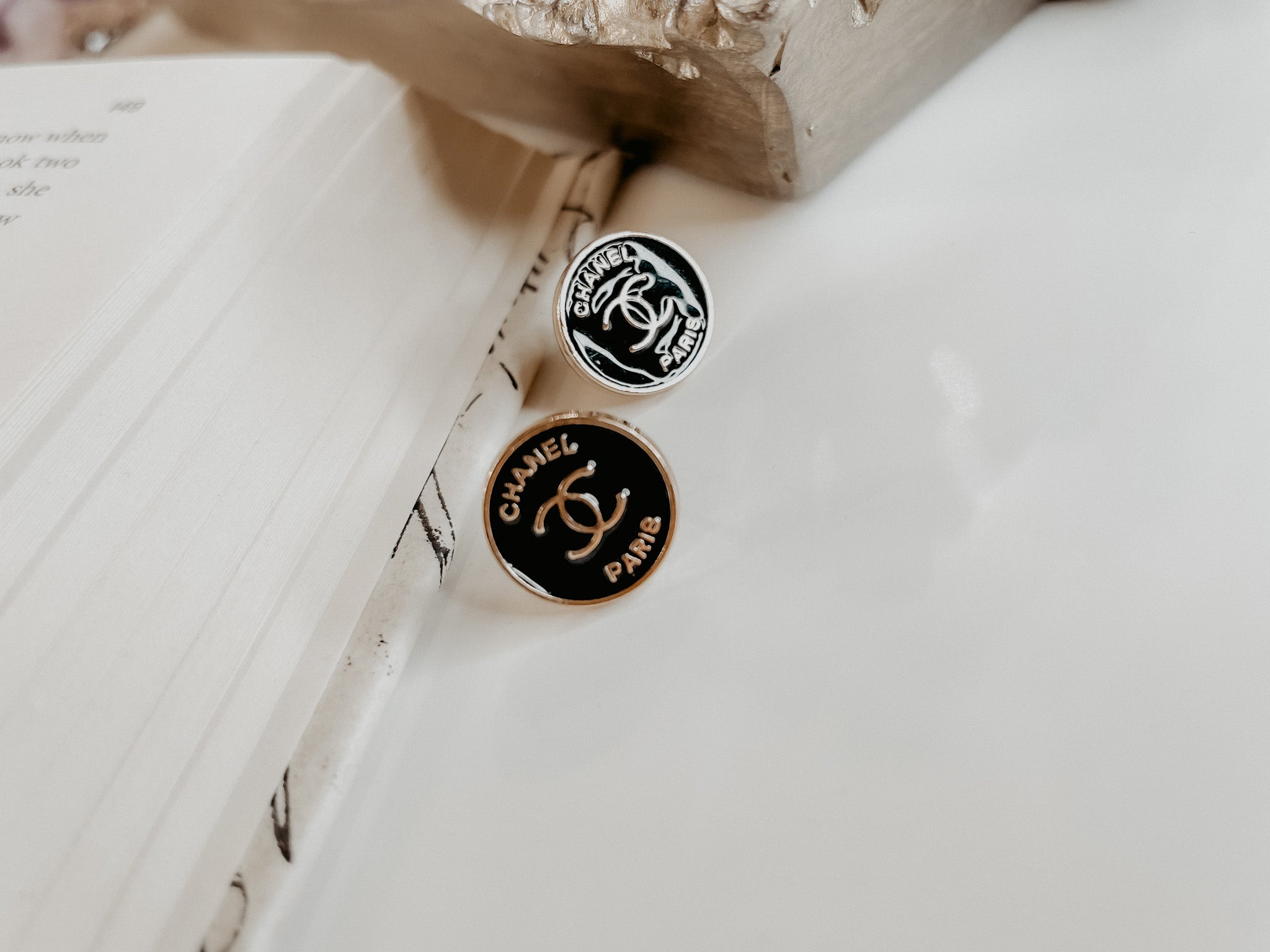 Vintage Chanel buttons made into earrings studs – Noah&Co Jewelry